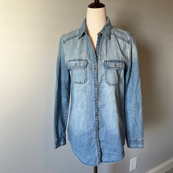 Rubbish sz S chambray full button long sleeved top - Picture 1 of 7